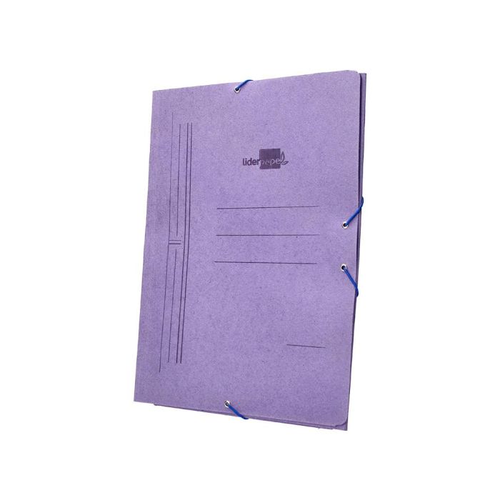 Carpeta Liderpapel Gomas Folio 3 Solapas Carton Compacto Azul 10 unidades 3