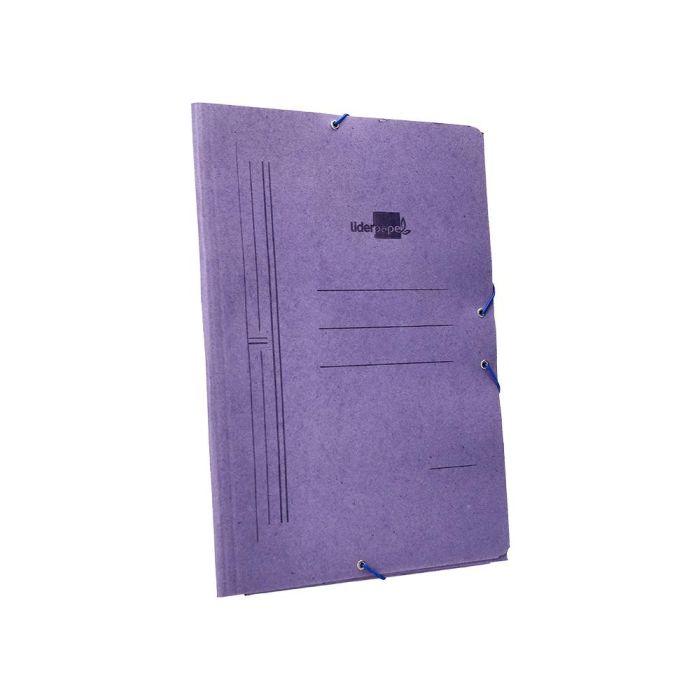 Carpeta Liderpapel Gomas Folio 3 Solapas Carton Compacto Azul 10 unidades 4