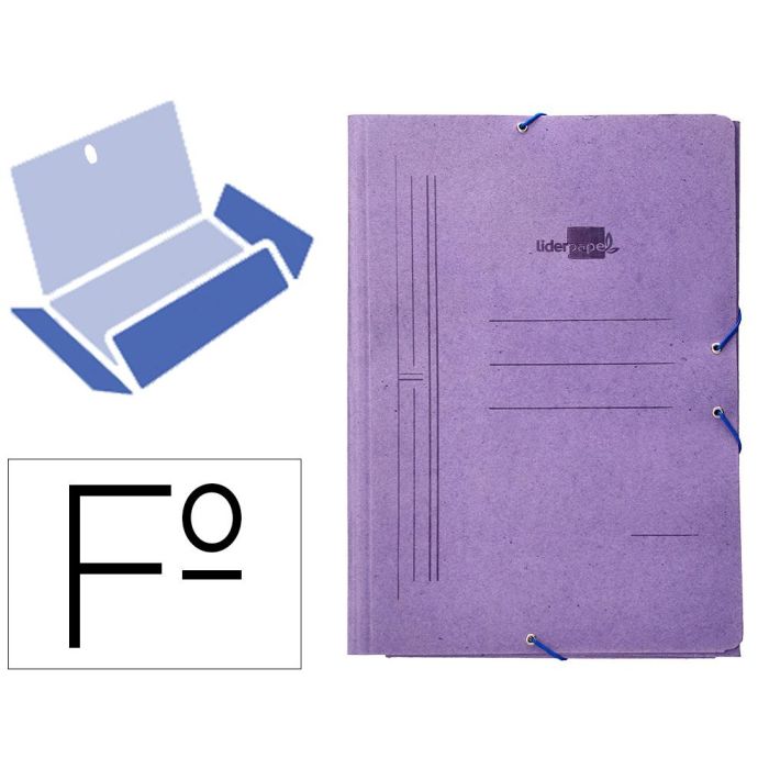 Carpeta Liderpapel Gomas Folio 3 Solapas Carton Compacto Azul 10 unidades