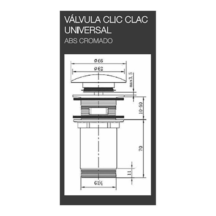 Desagüe "clic-clac" universal de lavabo-bidé cromado (envasado) 1