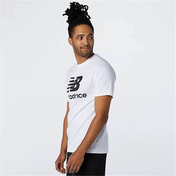 Camiseta de Manga Corta Hombre New Balance Essentials Stacked Blanco 3