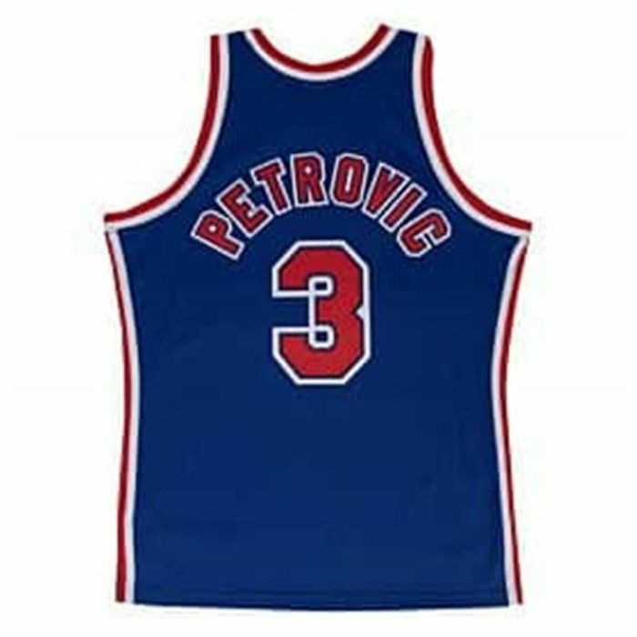 Camiseta de baloncesto Mitchell & Ness New Jersey Nets 1991-92 Nº3 Drazen Petrovic Azul oscuro 1