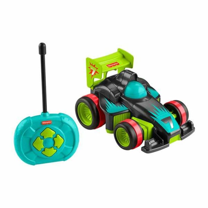 Coche radio control fisher-price con 2 velocidades y mando de facil manejo con 4 botones.