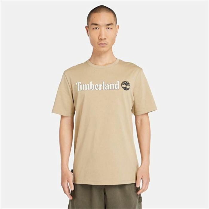 Camiseta de Manga Corta Hombre Timberland Kennebec River Linear Logo Marrón claro 3