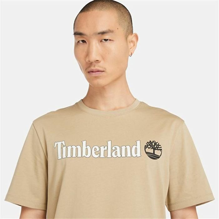 Camiseta de Manga Corta Hombre Timberland Kennebec River Linear Logo Marrón claro 1