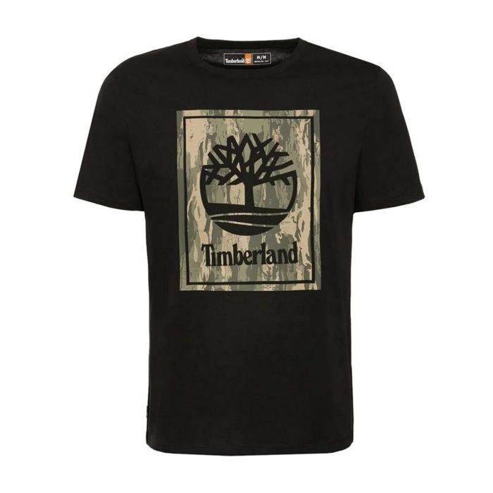 Camiseta de Manga Corta Hombre Timberland Stack Logo Camo Negro