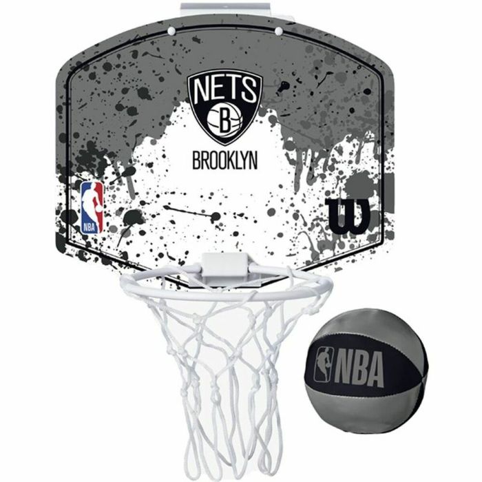 Canasta de Baloncesto Wilson Brooklyn Nets Mini Gris