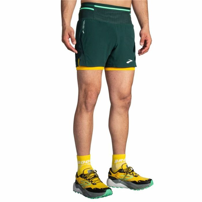 Pantalones Cortos Deportivos para Hombre Brooks High Point 5" 2-in-1 Verde 4