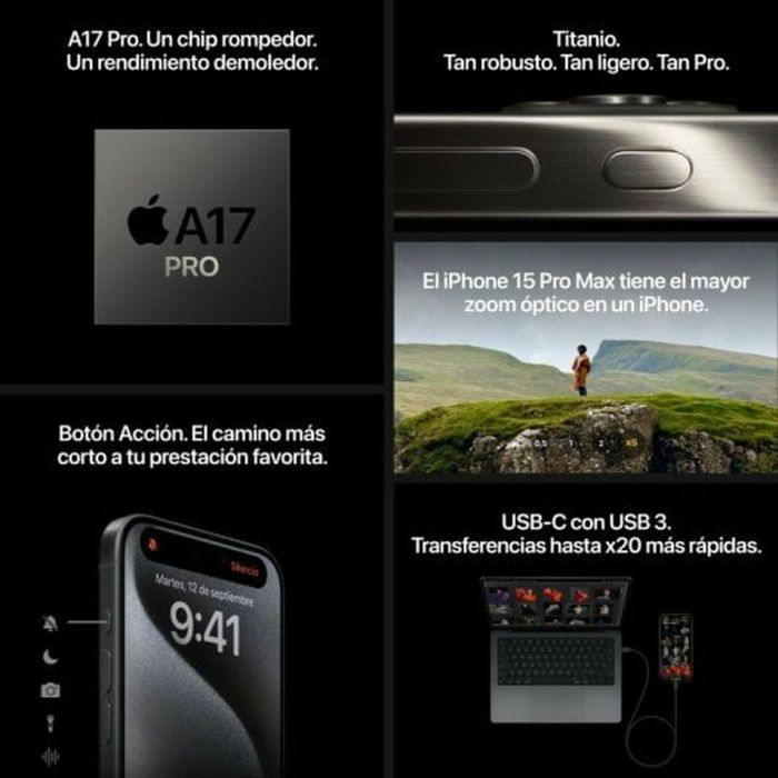 Smartphone Apple iPhone 15 Pro 6,1" 128 GB Negro 3