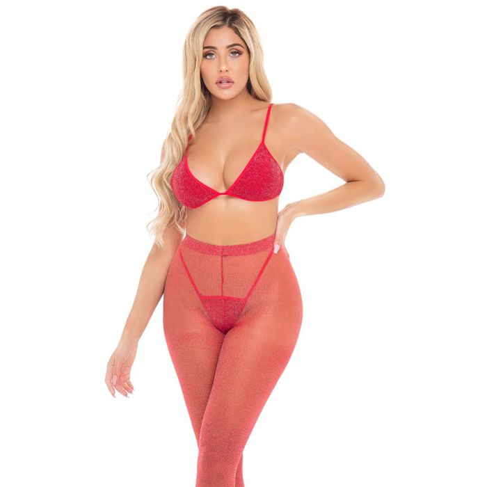 Conjunto de Lencería Pink Lipstick Rojo (Talla única) 5