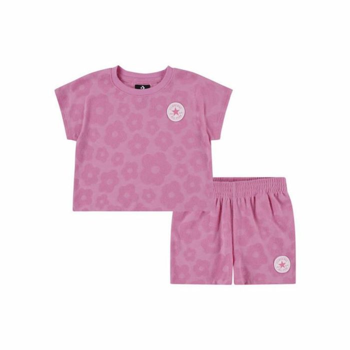 Conjunto Deportivo para Niños Converse Floral Jacquard Rosa oscuro