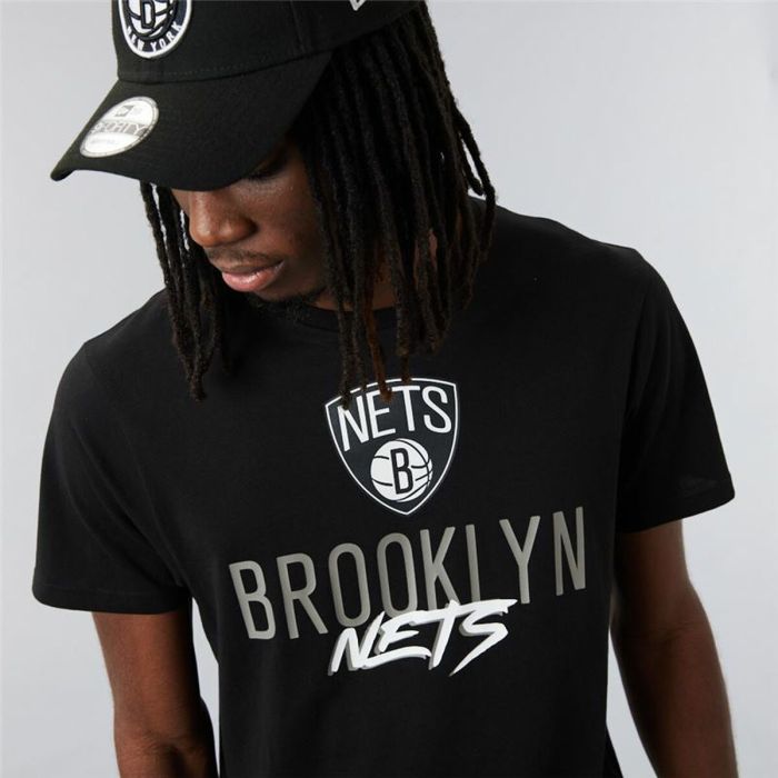Camiseta de Manga Corta Hombre New Era Brooklyn Nets NBA Script Negro 2