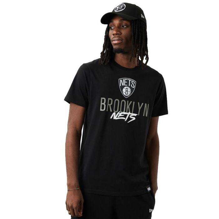 Camiseta de Manga Corta Hombre New Era Brooklyn Nets NBA Script Negro 1