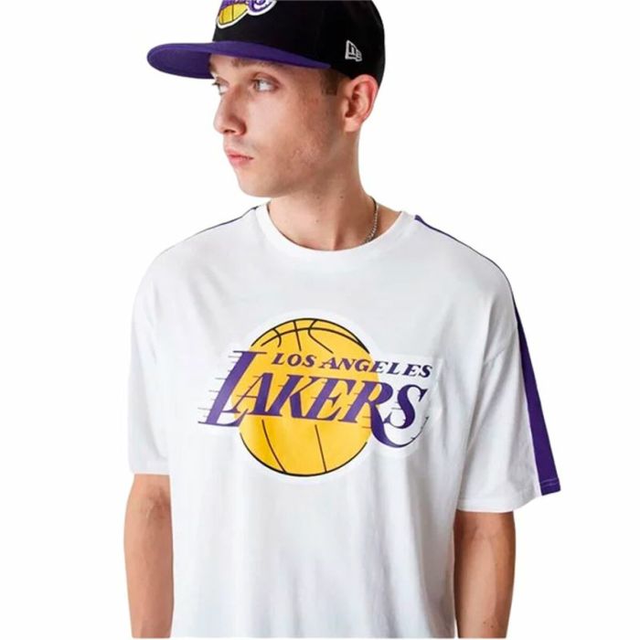 Camiseta de Manga Corta Hombre New Era NBA Colour Block LA Lakers Blanco 3