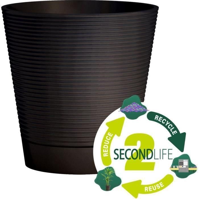 Maceta de reserva de agua - GARDEN ID - Green Care Sense Negro-Antracita 40 cm - Garantía 10 años - 100% reciclado 1