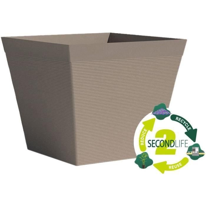 Maceta cuadrada - GARDEN ID - Green Care Impact Taupe - 39 x 33 cm - 10 años de garantía - 100% reciclado - Resistente a los rayos UV/gel 1