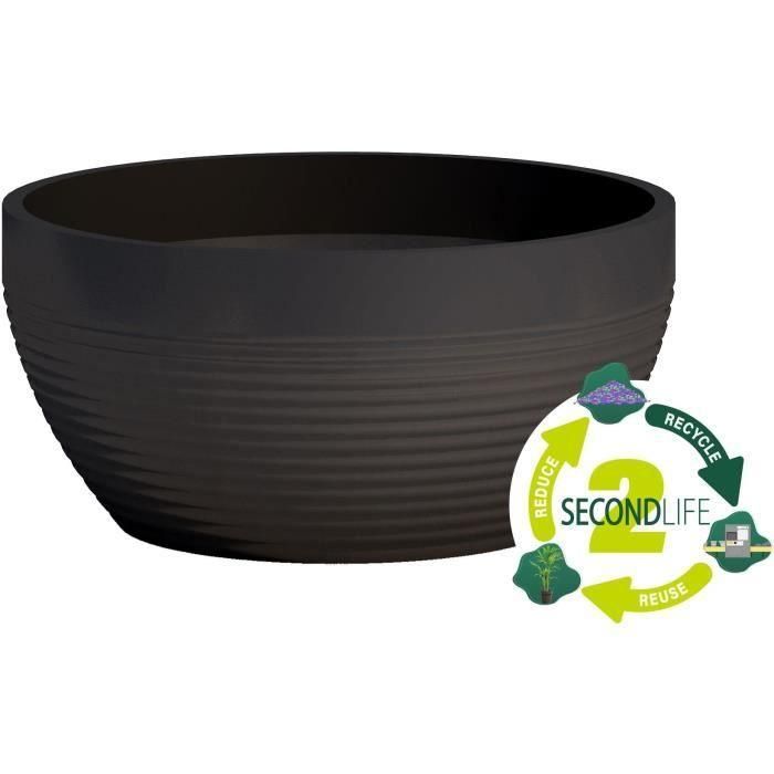 Vaso - GARDEN ID - Green Care Impact Black-Anth - 25 x 12 cm - Garantía de 10 años - 100% reciclado - Resistente a UV/gel 1