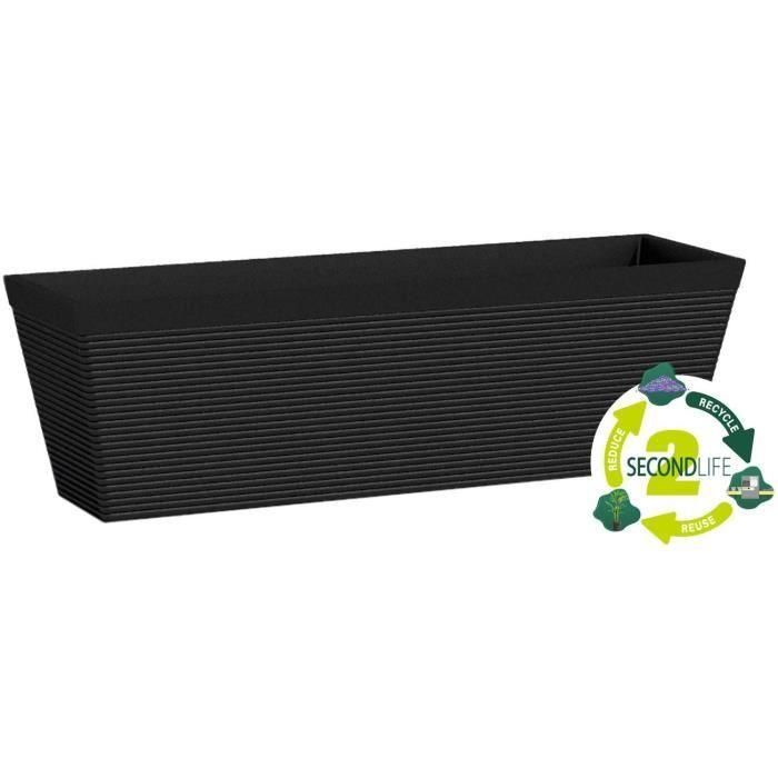 Jardinera - GARDEN ID - Green Care Impact Black-Anth - 50 x 16 x 16 cm - 10 años de garantía - 100% reciclado - Resistente a los rayos UV/gel 1