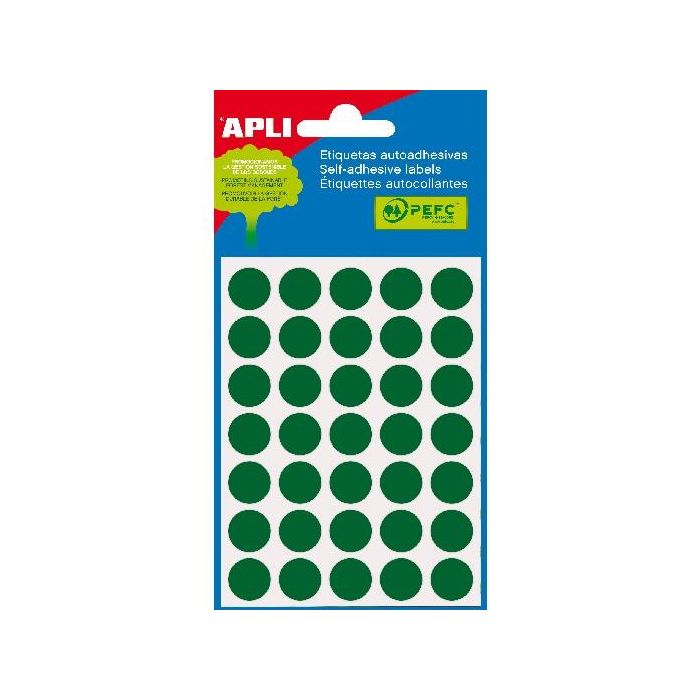 Apli Etiquetas Adhesivas Circulares Ø13 mm Escritura Manual 35 X 5H Verde