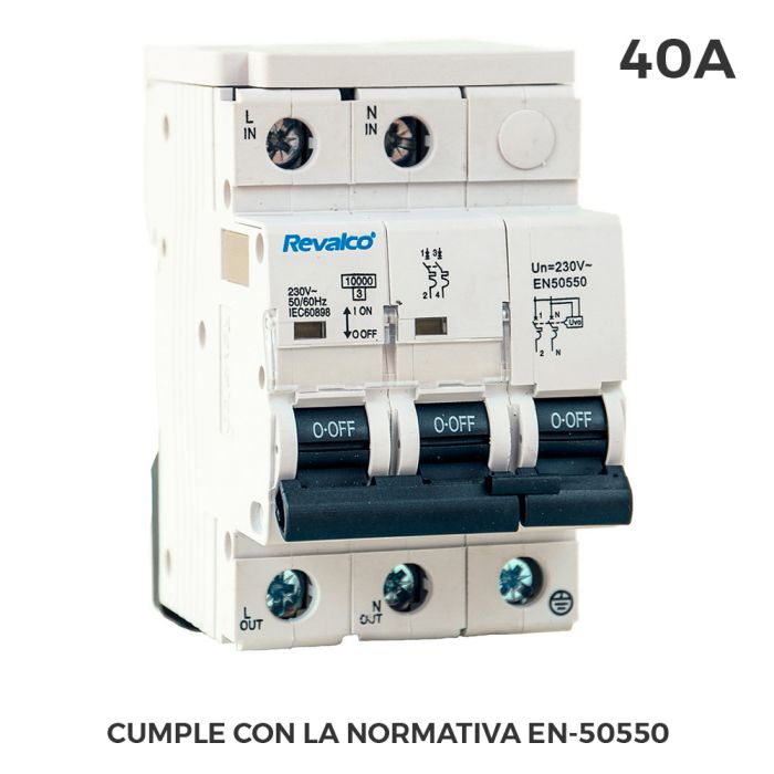 Iga 2p 40a c 10ka protector de sobretension permanente segun normativa en-50550 y transitorio 5-15ka 275v