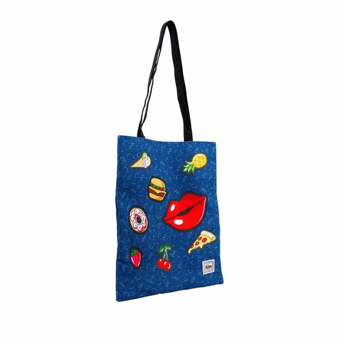 Bolsa de la Compra Shopping Bag Patches Oh My Pop! Azul Oscuro 2