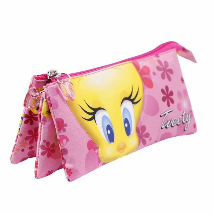 Estuche Portatodo Triple Pink Flowers Looney Tunes Tweety (Piolín) Rosa 1 Estuche Portatodo Triple Pink Flowers Looney Tunes Tweety (Piolín) Rosa 1