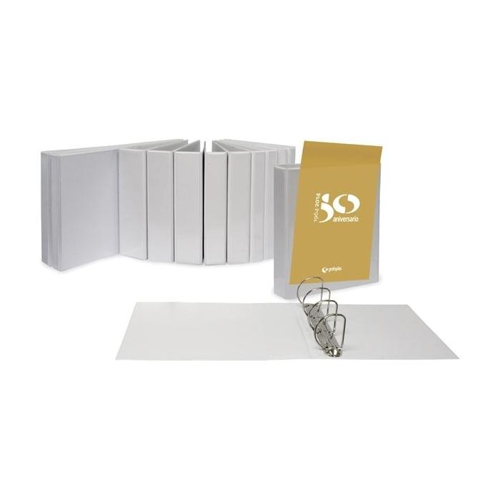 Grafoplás Carpeta Canguro Anillas Mixtas 4 X 65 mm A4 Personalizable Cubierta Forrada Pvc Blanco