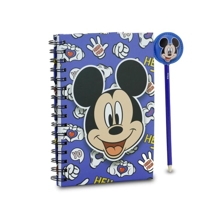 Caja Regalo con Cuaderno y Lápiz Fashion Grins Disney Mickey Mouse Azul 1