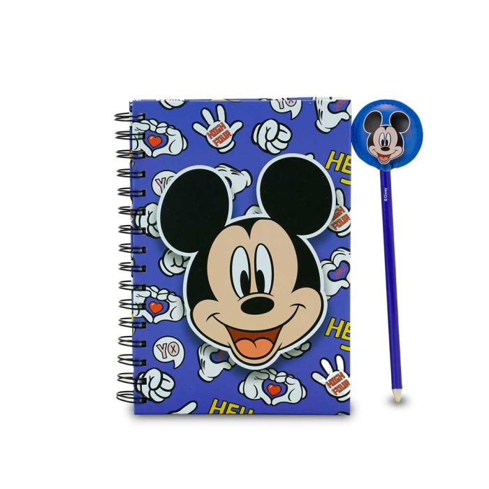 Caja Regalo con Cuaderno y Lápiz Fashion Grins Disney Mickey Mouse Azul 4