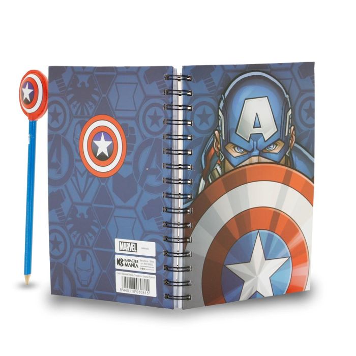 Caja Regalo con Cuaderno y Lápiz Fashion Patriot Marvel Capitán América Multicolor 3
