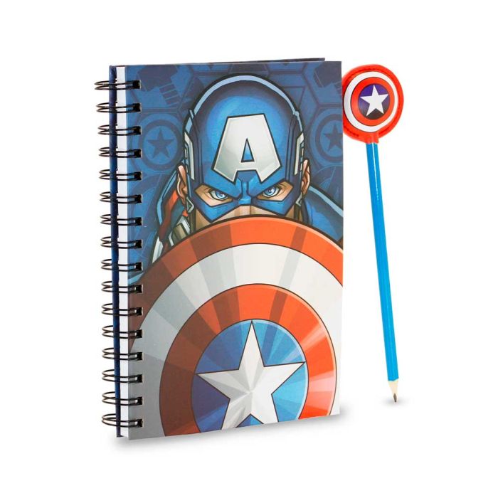 Caja Regalo con Cuaderno y Lápiz Fashion Patriot Marvel Capitán América Multicolor 4