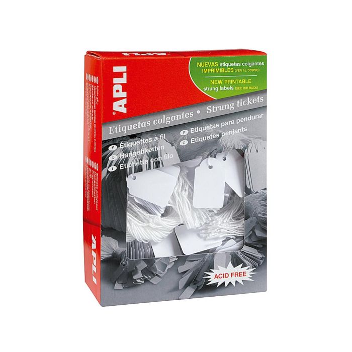 Apli Etiquetas Colgantes Con Hilo 13x34 mm Caja 1000 Ud Blanco 1