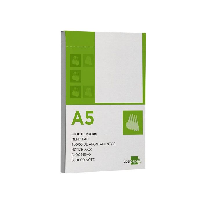 Bloc Notas Liderpapel Liso A5 80 Hojas 60 gr-M2 Perforado 6 unidades 3