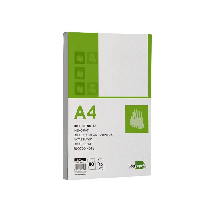 Bloc Notas Liderpapel Liso A4 80 Hojas 60 gr-M2 4