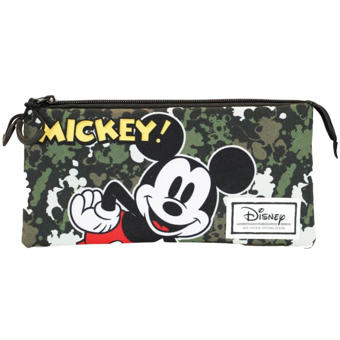 Estuche Portatodo Triple FAN Surprise Disney Mickey Mouse Verde Militar 1