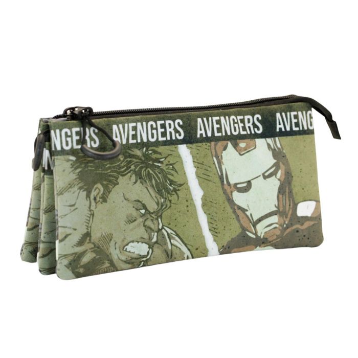 Estuche Portatodo Triple FAN Shout Marvel Los Vengadores Verde Militar