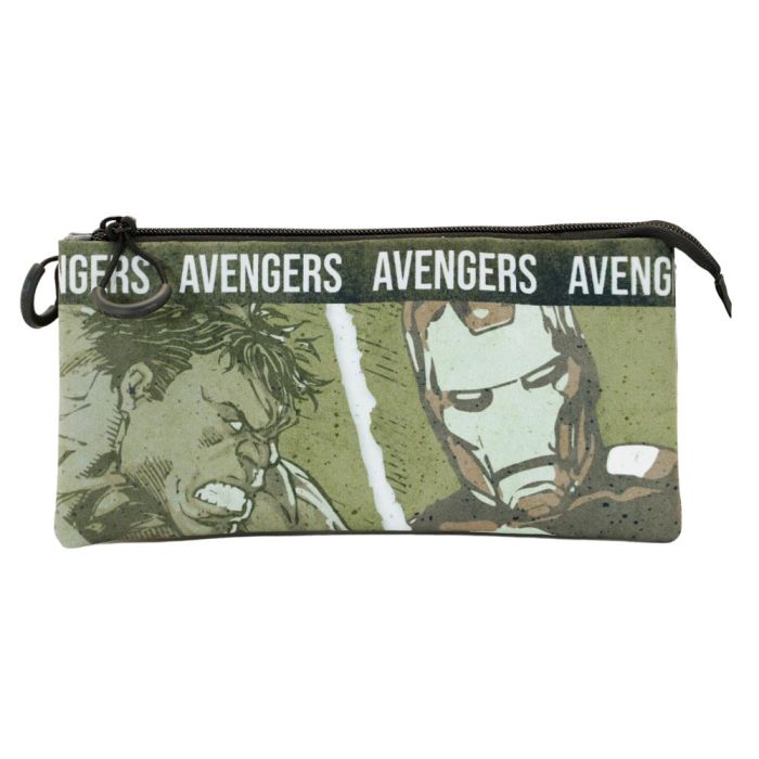 Estuche Portatodo Triple FAN Shout Marvel Los Vengadores Verde Militar 1