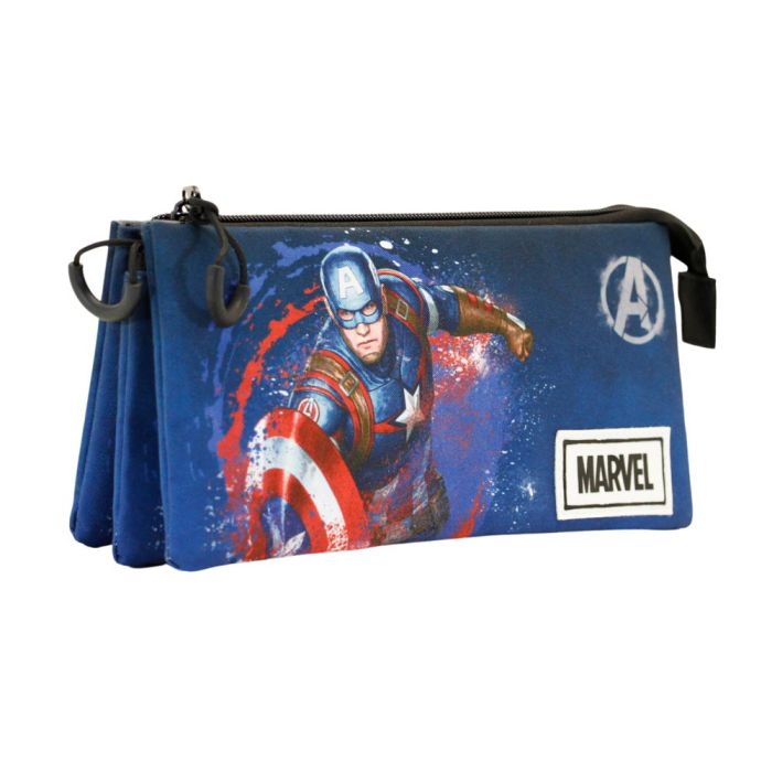 Estuche Portatodo Triple FAN Full Marvel Capitán América Azul