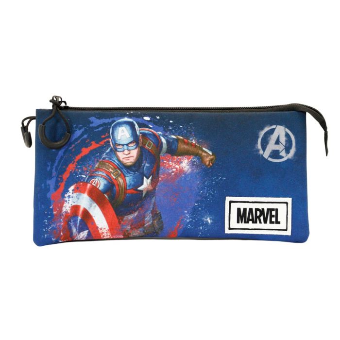 Estuche Portatodo Triple FAN Full Marvel Capitán América Azul 1