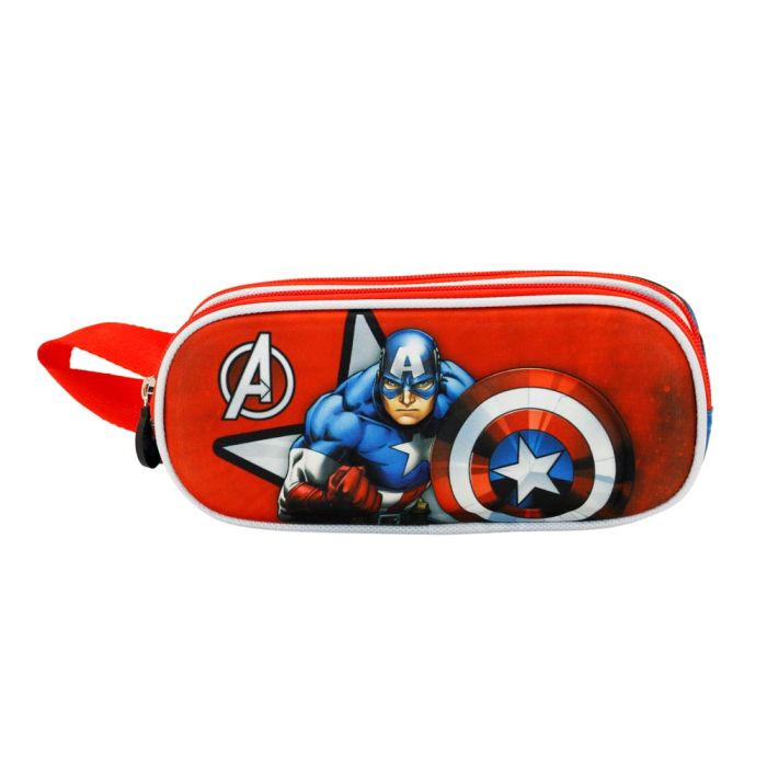 Estuche Portatodo 3D Doble Gravity Marvel Capitán América Rojo 1
