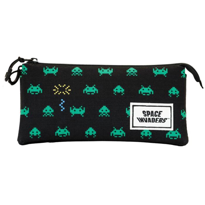 Estuche Portatodo Triple ECO Army Space Invaders Negro 1