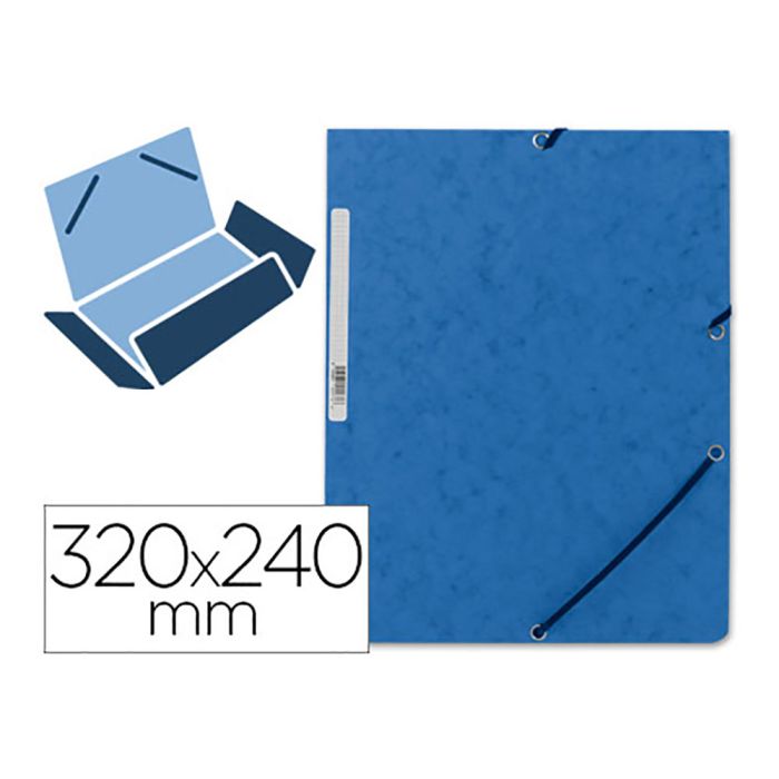 Carpeta gomas kf02167 cartón azul con solapas din a4 q-connect 2