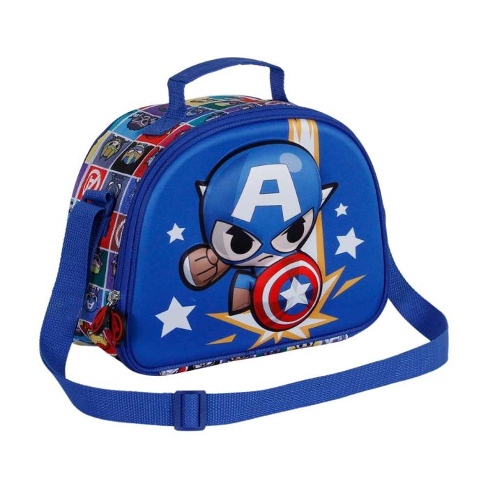 Bolsa Portamerienda 3D Punch Marvel Capitán América Azul 2