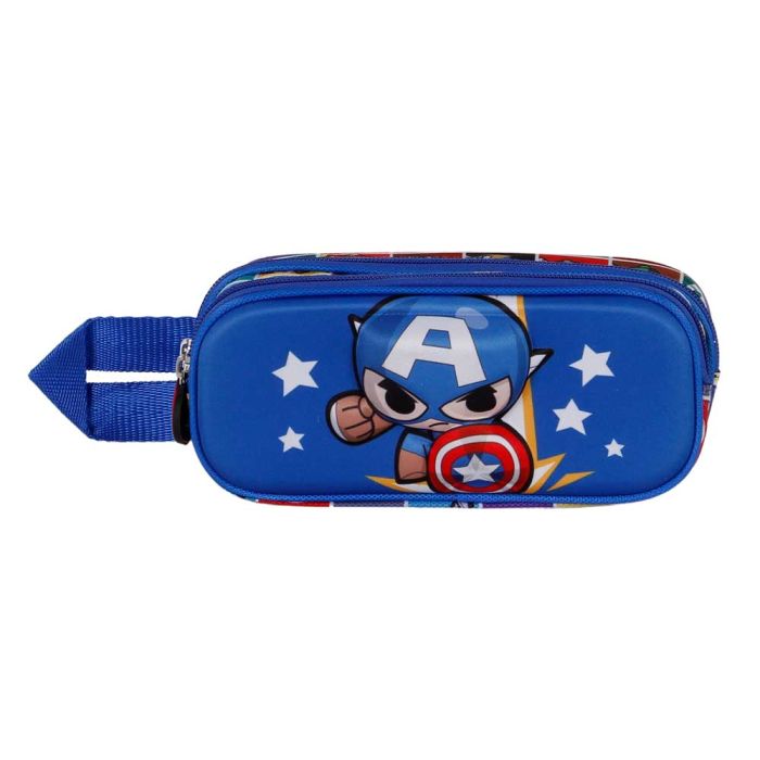 Estuche Portatodo 3D Doble Punch Marvel Capitán América Azul 1