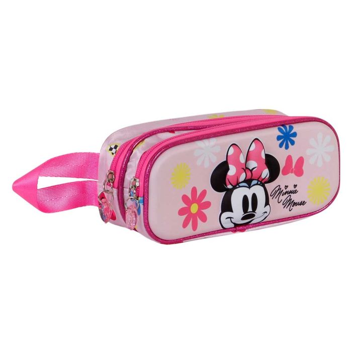 Estuche Portatodo 3D Doble Floral Disney Minnie Mouse Rosa 2