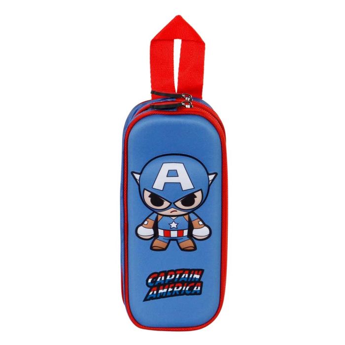 Estuche Portatodo 3D Doble Bobblehead Marvel Capitán América Azul 1