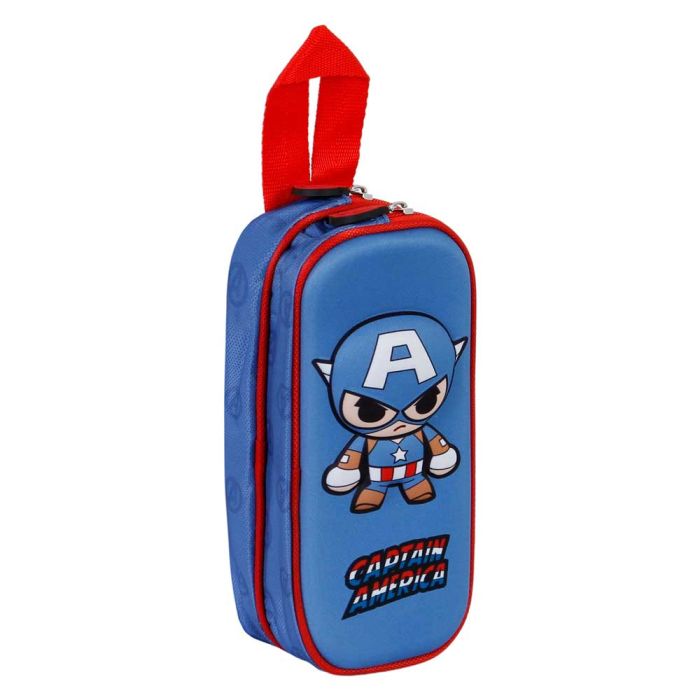 Estuche Portatodo 3D Doble Bobblehead Marvel Capitán América Azul 2
