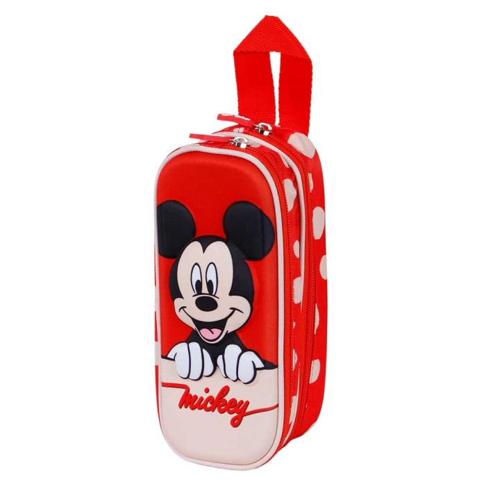 Estuche Portatodo 3D Doble Bobblehead Disney Mickey Mouse Rojo