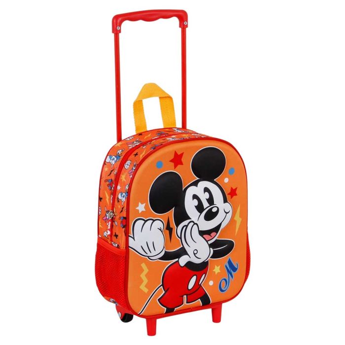 Mochila 3D con Ruedas Pequeña Whisper Disney Mickey Mouse Naranja 2