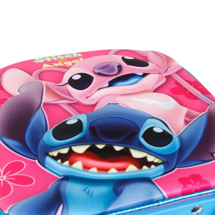 Mochila 3D con Ruedas Pequeña Match Disney Lilo y Stitch Rosa 4